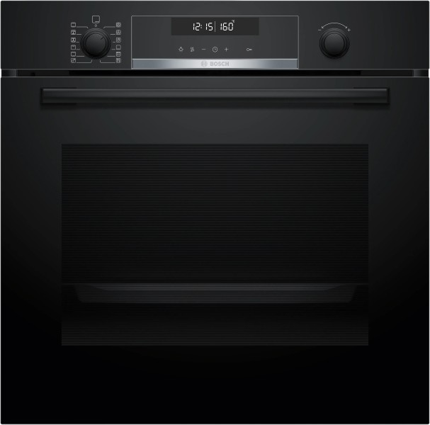 Four air pulsé/multifonction Bosch HBG578BB3/zwart vooraanzicht