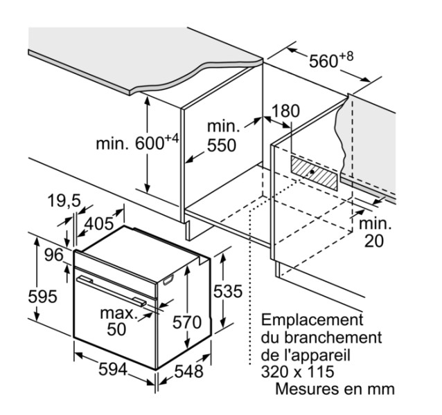 Four air pulsé/multifonction Bosch HBA534BS3 detail 5