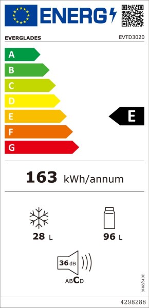 Koelvriescombinatie Everglades EVTD3020/zwart detail 3