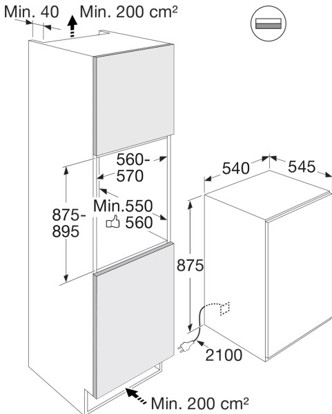 Frigo intégrable hauteur 88cm Etna/by Atag KKD7088T detail 5