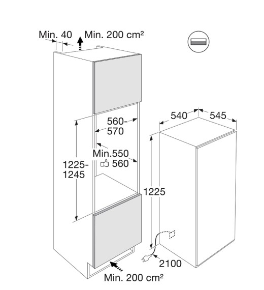 Koelkast inbouw 122 cm hoog Etna/by Atag KKD7122T detail 5