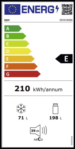 Combiné réfrigérateur/congélateur Edy EDHC8086/zwart detail 3