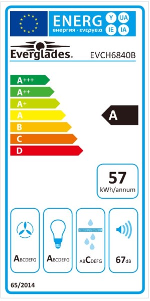 Hotte cheminée Everglades EVCH6840B/zwart detail 3