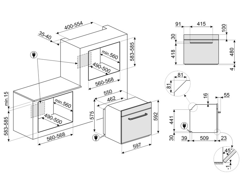 Combi : four + vapeur Smeg SOP6902S2PN/ ZWART detail 5