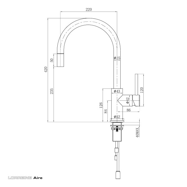 Robinet mono-commande Lorreine AIRE-GUNMETAL detail 1