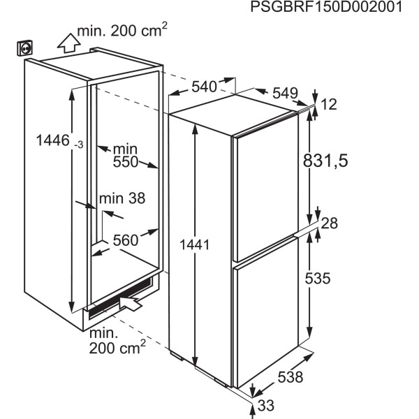 Combiné réfrigérateur/congélateur intégrable AEG OSC5S141ES detail 2