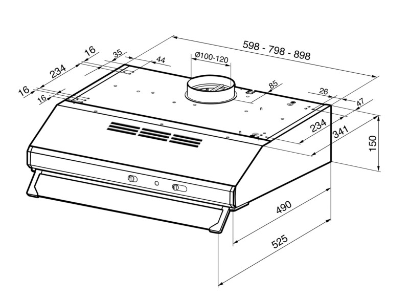 Dampkap onderbouw Smeg KSEC61NE3/.zwart detail 3