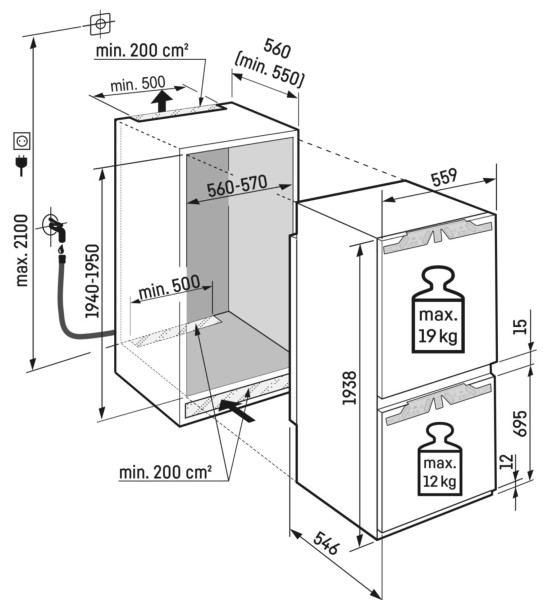 Koelvriescombinaties inbouw Liebherr ICBNCI566320 detail 5