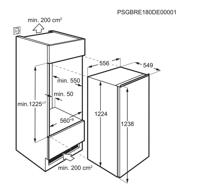 Koelkast inbouw 122 cm hoog AEG TSF5O121DF detail 4