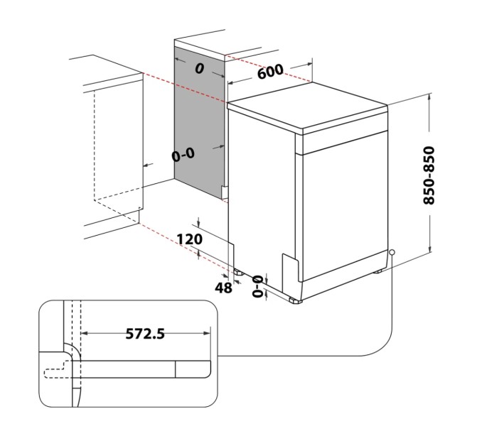 Lave-vaisselle pose libre Whirlpool WFC3C42P/wit detail 4