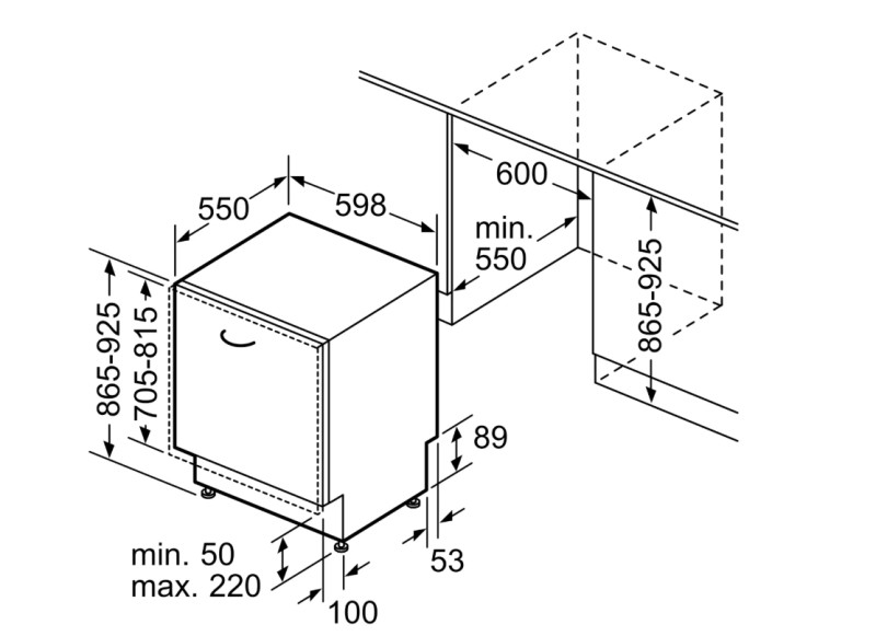 Vaatwasser volledig integreerbaar 60cm Bosch SBH4EVX08E detail 5