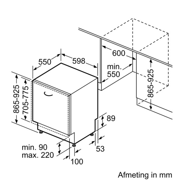 Vaatwasser volledig integreerbaar 60cm Siemens SX61IX13TE detail 6