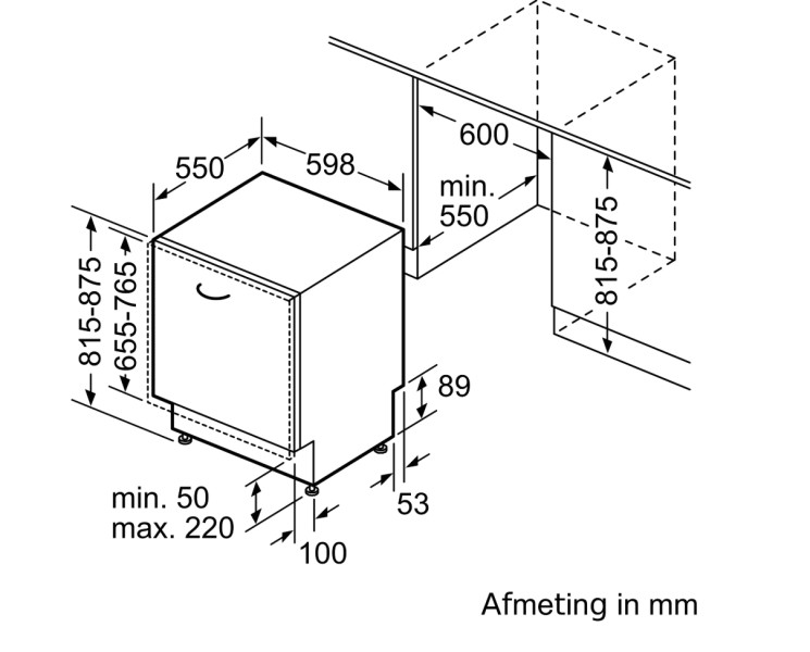 Vaatwasser volledig integreerbaar 60cm Bosch SMH4ECX28E detail 4