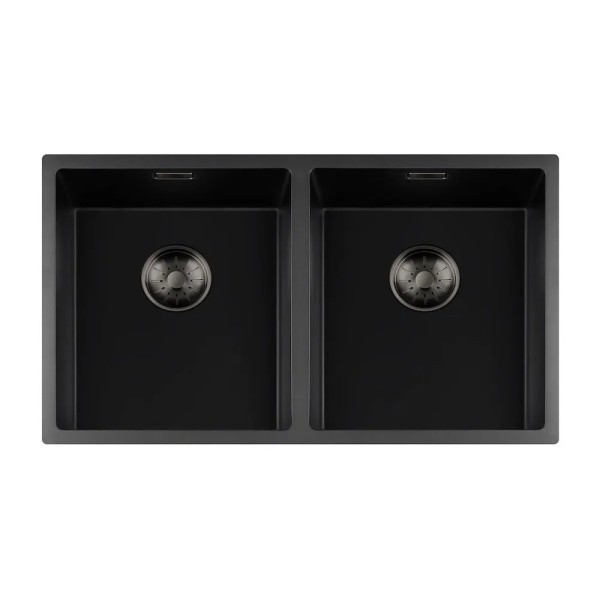 Dubbele spoelbak Lorreine 3434BQ-FU-GUNMETAL vooraanzicht