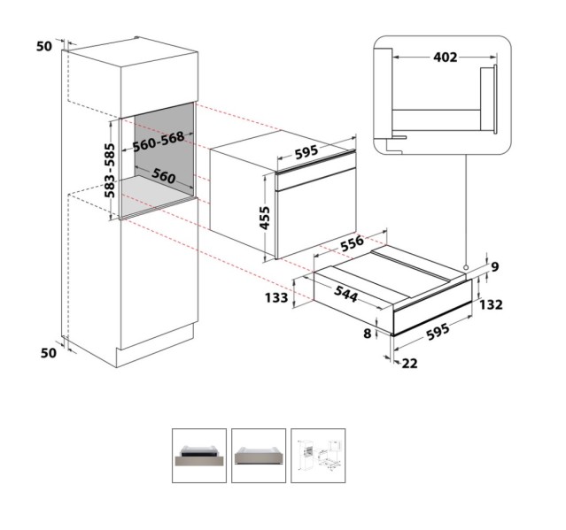 Tiroir chauffe plat Whirlpool WUD0AEF detail 2