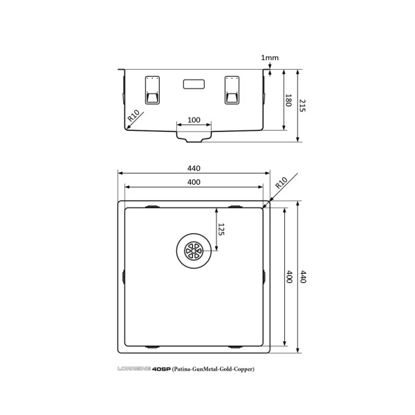 Evier 1 bassin Lorreine 40SP-PATINA-BG detail 2