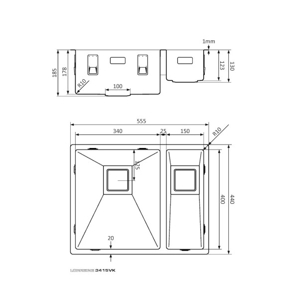 Evier 1 1/2 bassin Lorreine 3415VK detail 2