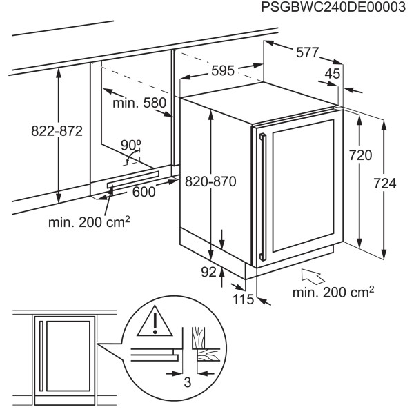 Wijnkast inbouw AEG AWS4052B5B detail 3