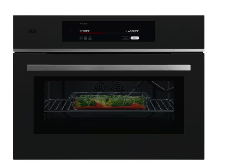 Combi : oven + microgolf AEG TKK8N821T/Matzwart vooraanzicht