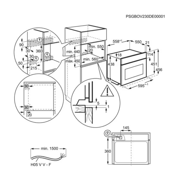 Combi : oven + microgolf AEG TKK8N821T/Matzwart detail 5