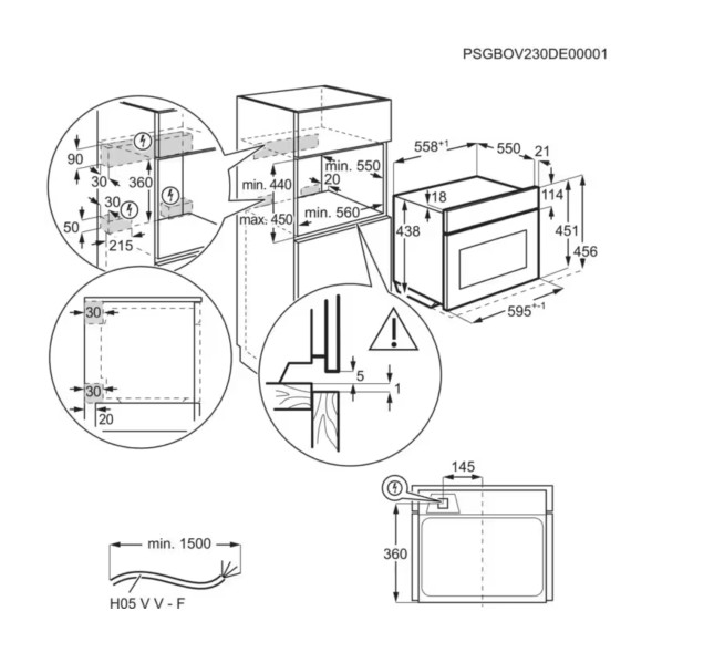 Combi : four + micro-ondes AEG NKO5N40K/zwart detail 3