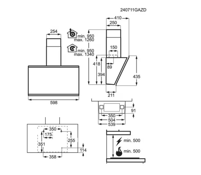 Dampkap wand/schouw AEG GV77D61SB detail 3