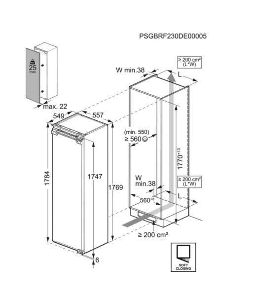 Koelkast inbouw 176-179cm hoog AEG TK9ZS181DC detail 1