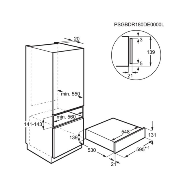 Opberglade AEG OS7K10T detail 2