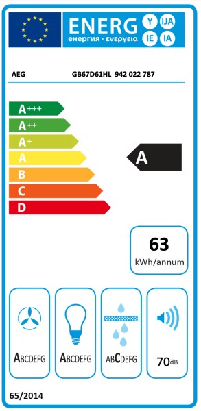 Dampkap wand/schouw AEG GB67D61HL detail 5