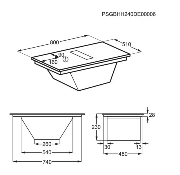 Kookplaat met ingebouwde dampafzuiging AEG NCH84C23CB detail 4