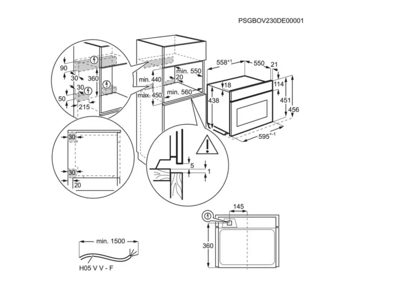 Combi : four + micro-ondes AEG OO5NK40K/zwart detail 3