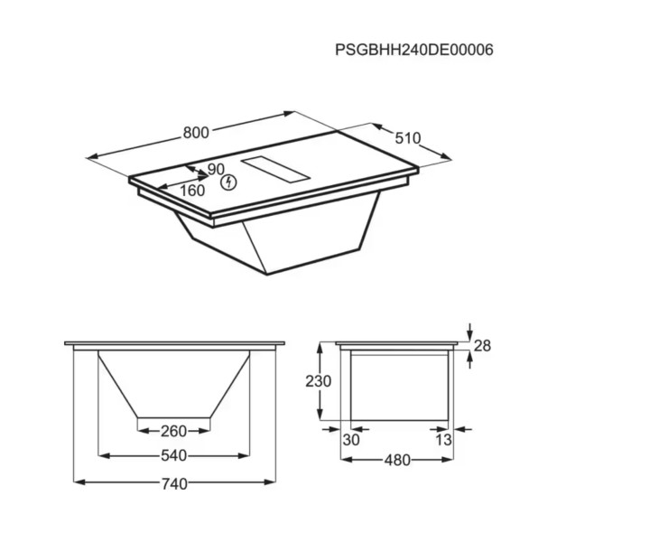 Taque de cuisson avec hotte intégrée AEG TH84CB03CB detail 8