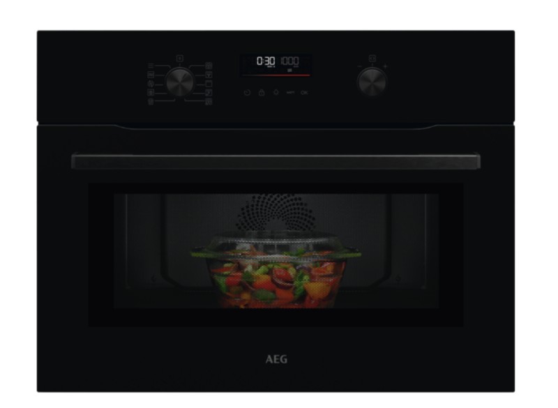 Microgolfoven inbouw met grill AEG OM5NK40K/zwart vooraanzicht