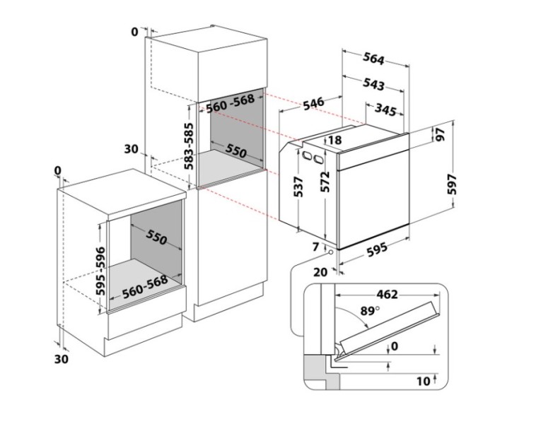 Four air pulsé/multifonction Whirlpool WOI5S8PM1SX detail 5