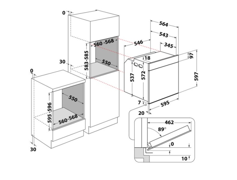 Four air pulsé/multifonction Whirlpool WOI78HT1SBA detail 5