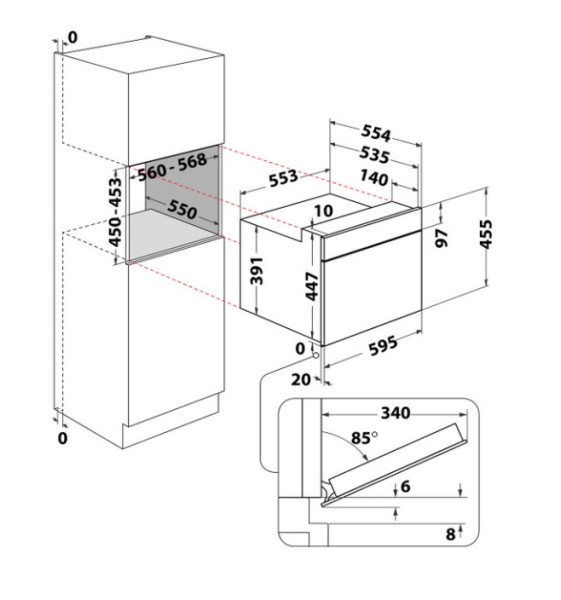 Combi : four + micro-ondes Whirlpool MBPA540B/zwart detail 2