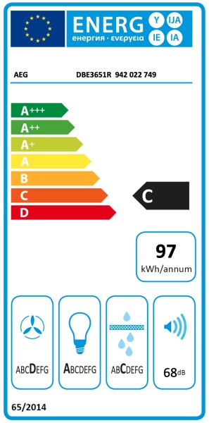 Dampkap wand/schouw AEG DBE3651R detail 3