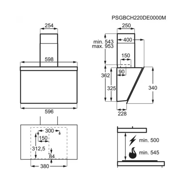 Dampkap wand/schouw AEG DVE5661HB detail 3