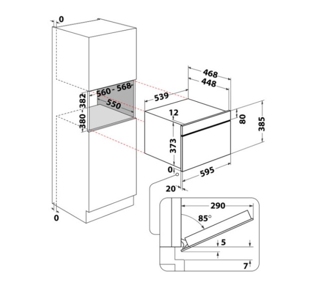 Micro-ondes avec grill Whirlpool WMD7O4TB/zwart detail 5