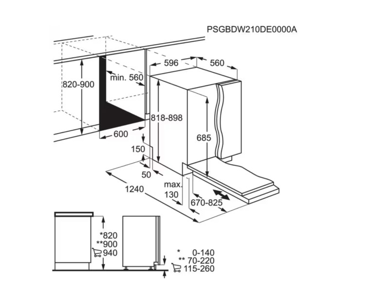 Vaatwasser volledig integreerbaar 60cm AEG FSE96808P/*ComfortLift detail 1