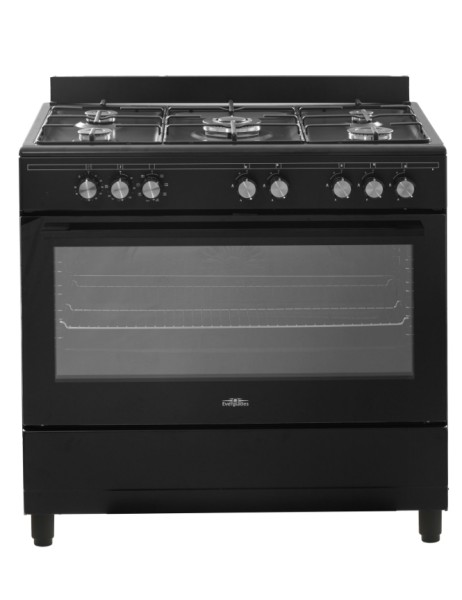 Cuisinière avec taque de cuisson au gaz Everglades EVCK9010/zwart vooraanzicht