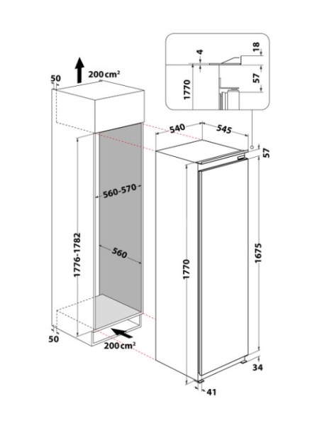 Frigo intégrable hauteur 176-179cm Whirlpool WHSD18A021B1 detail 5