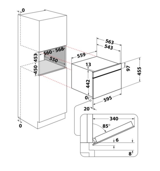 Combi : oven + microgolf Whirlpool WCW6O7HTB/zwart detail 5