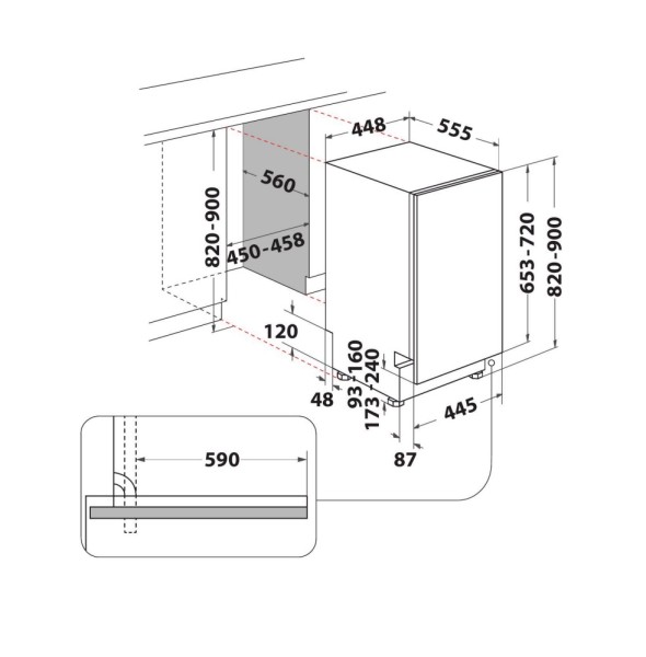 Lave-vaisselle full-intégré 45cm Whirlpool WH2IC10BS7LA0 detail 5