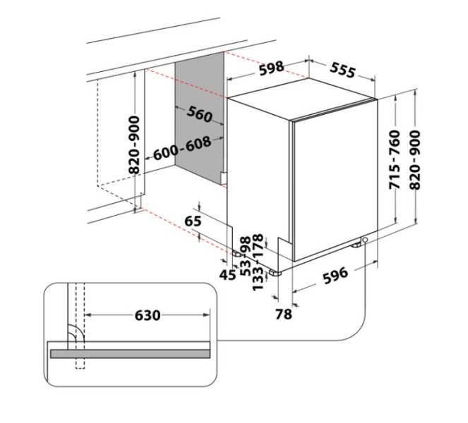 Vaatwasser volledig integreerbaar 60cm Whirlpool WH8IPB14AM6L0 detail 5