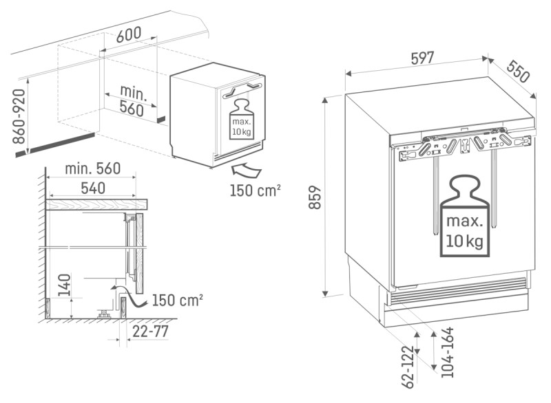 Frigo encastrable sous plan de travail Liebherr URC375I20 detail 5