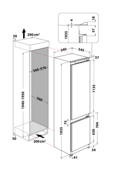 Combiné réfrigérateur/congélateur intégrable Whirlpool WHC20D023B1SF detail 5