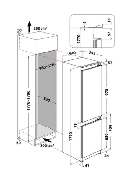 Combiné réfrigérateur/congélateur intégrable Whirlpool WHC18D051A1 detail 5