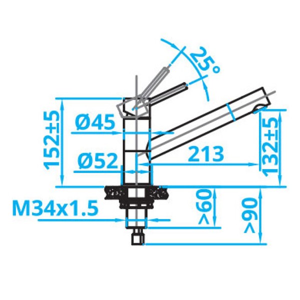 Robinet mono-commande Caressi CA107IECOWINDOW detail 1