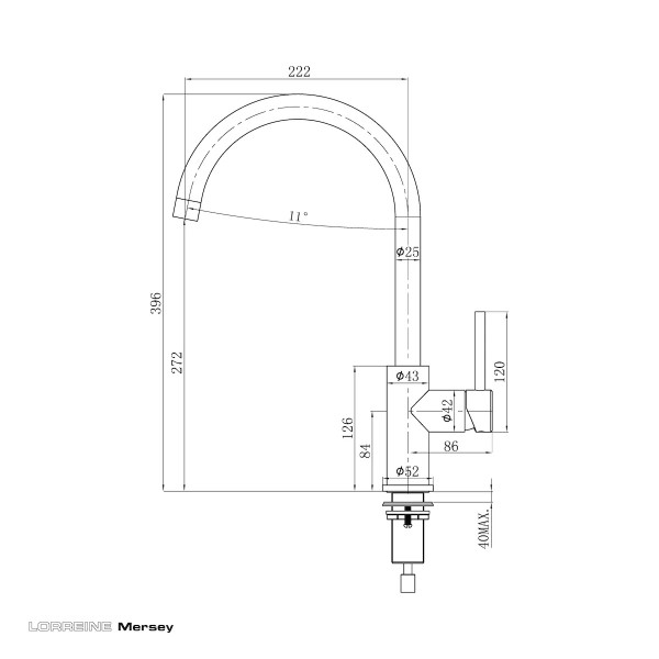 Robinet mono-commande Lorreine MERSEY-GOLD-XX detail 1